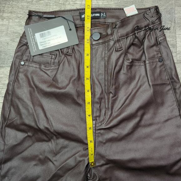 Prettylittlethings Coated Denim Split Hem Pants Size 4 - Picture 4 of 6